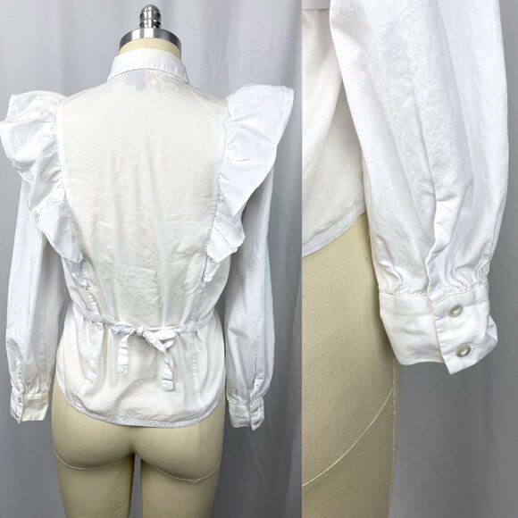 Vero Moda cotton ruffle wrap ties adjustable white statement blouse top medium - Picture 5 of 6